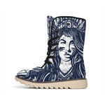 Tribal Native Indian Girl Print Winter Boots