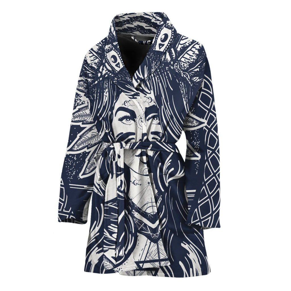 Tribal Native Indian Girl Print Women's Bathrobe