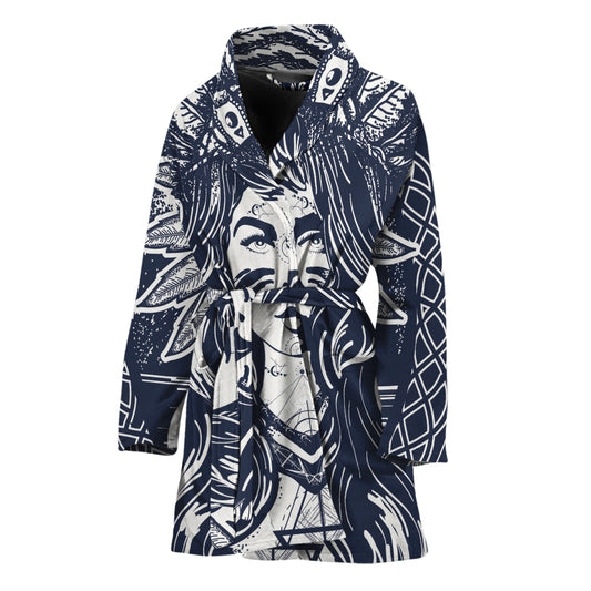 Tribal Native Indian Girl Print Women's Bathrobe