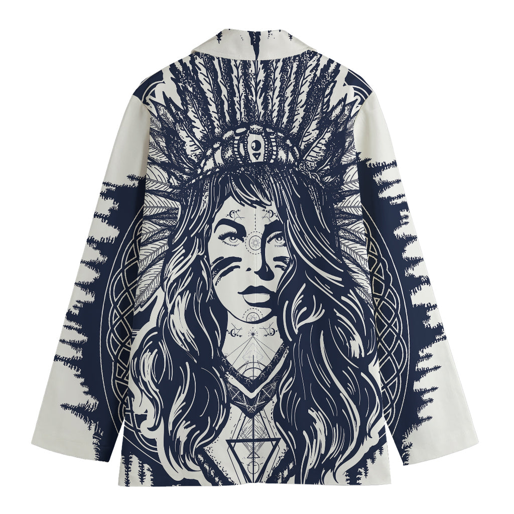 Tribal Native Indian Girl Print Women's Blazer