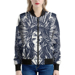 Tribal Native Indian Girl Print Women's Bomber Jacket