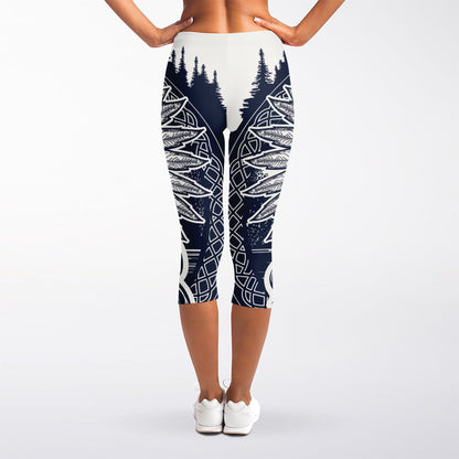 Tribal Native Indian Girl Print Women's Capri Leggings