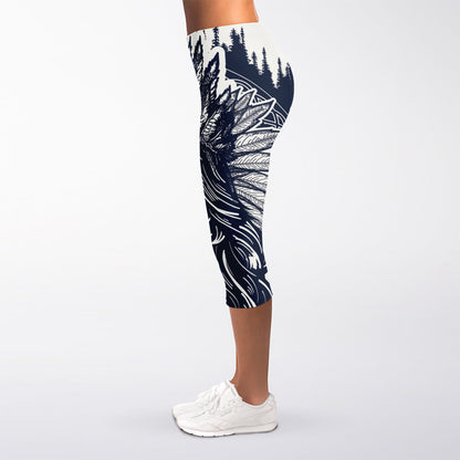 Tribal Native Indian Girl Print Women's Capri Leggings