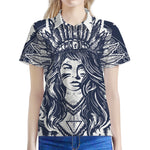 Tribal Native Indian Girl Print Women's Polo Shirt