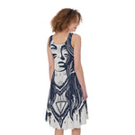 Tribal Native Indian Girl Print Women's Sleeveless Dress