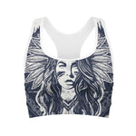 Tribal Native Indian Girl Print Women's Sports Bra