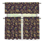 Tribal Native Indian Pattern Print 3 Piece Kitchen Curtains