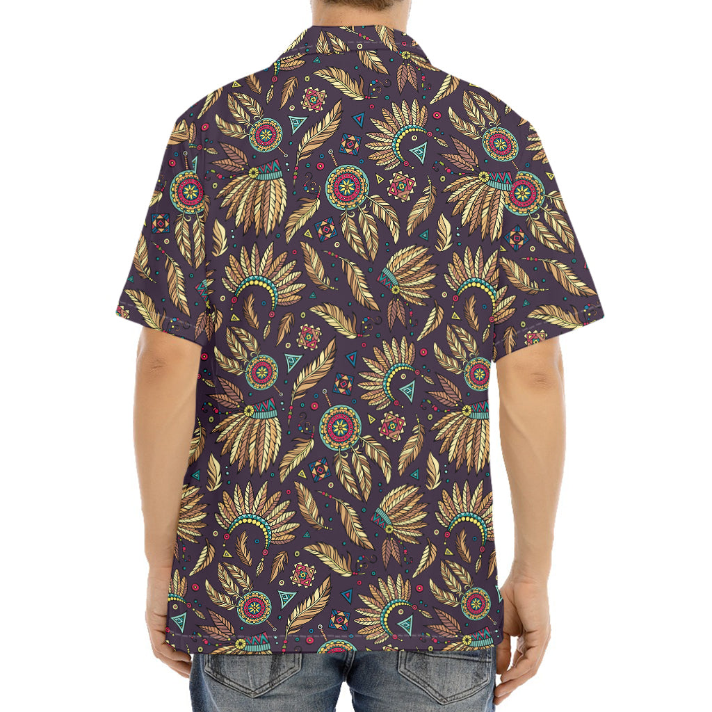 Tribal Native Indian Pattern Print Aloha Shirt