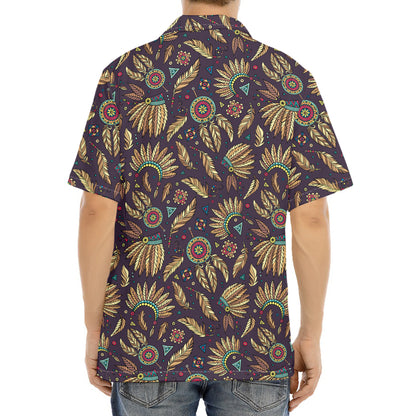 Tribal Native Indian Pattern Print Aloha Shirt