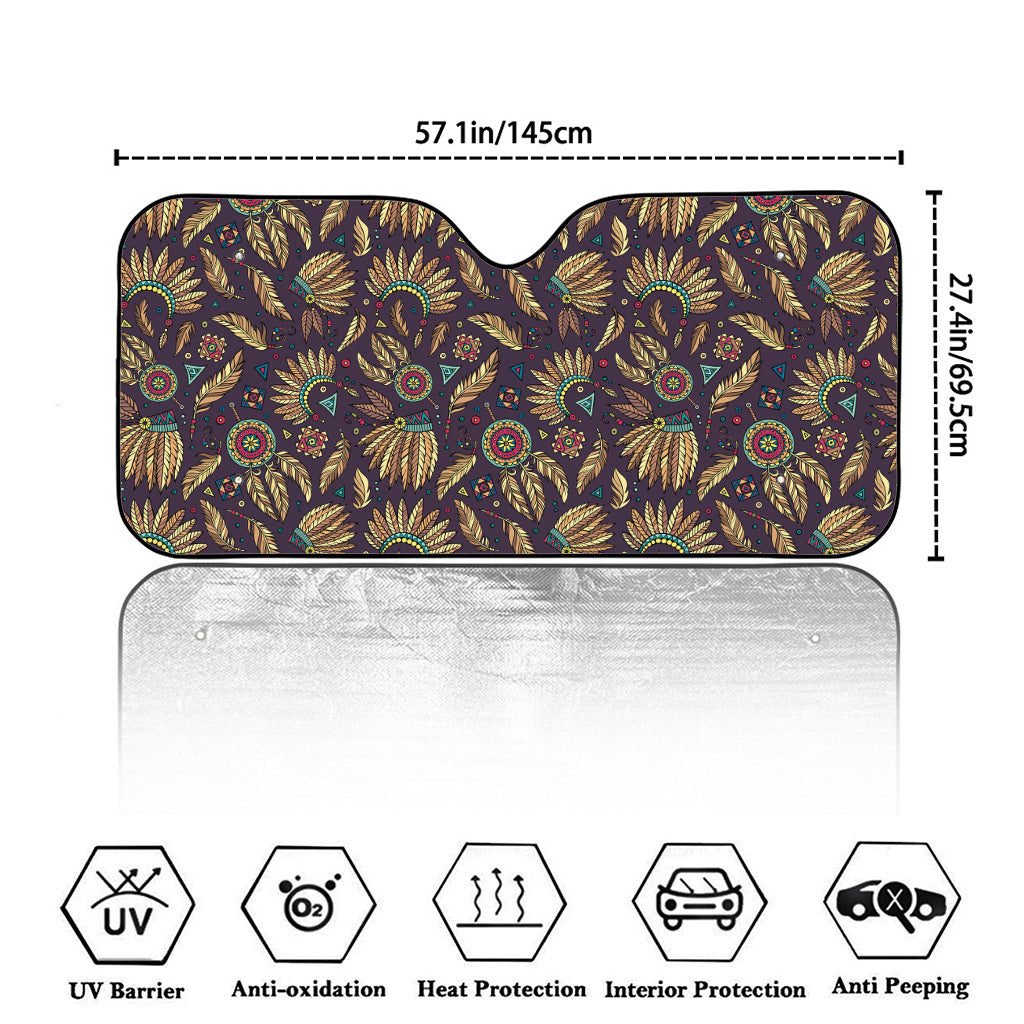 Tribal Native Indian Pattern Print Car Windshield Sun Shade