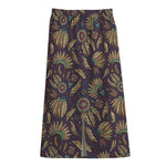 Tribal Native Indian Pattern Print Cotton Front Slit Maxi Skirt