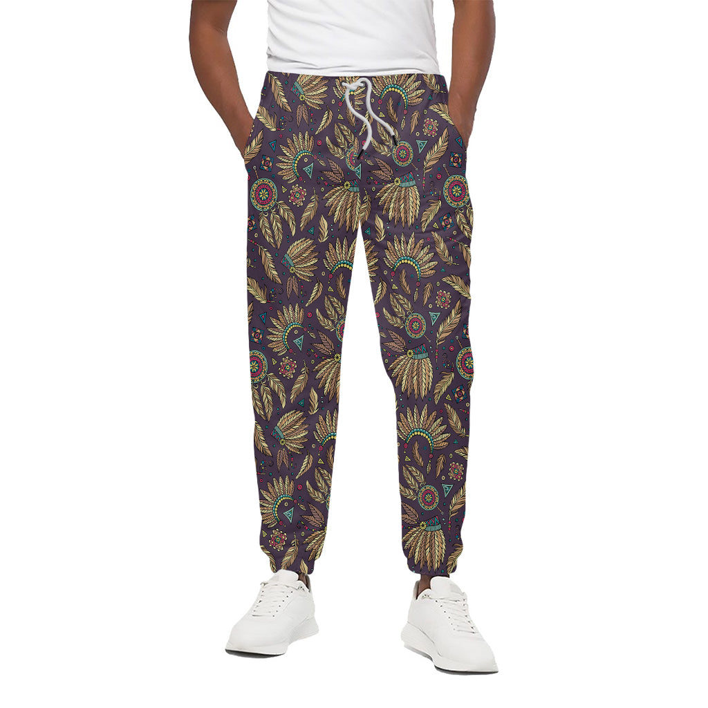 Tribal Native Indian Pattern Print Cotton Pants