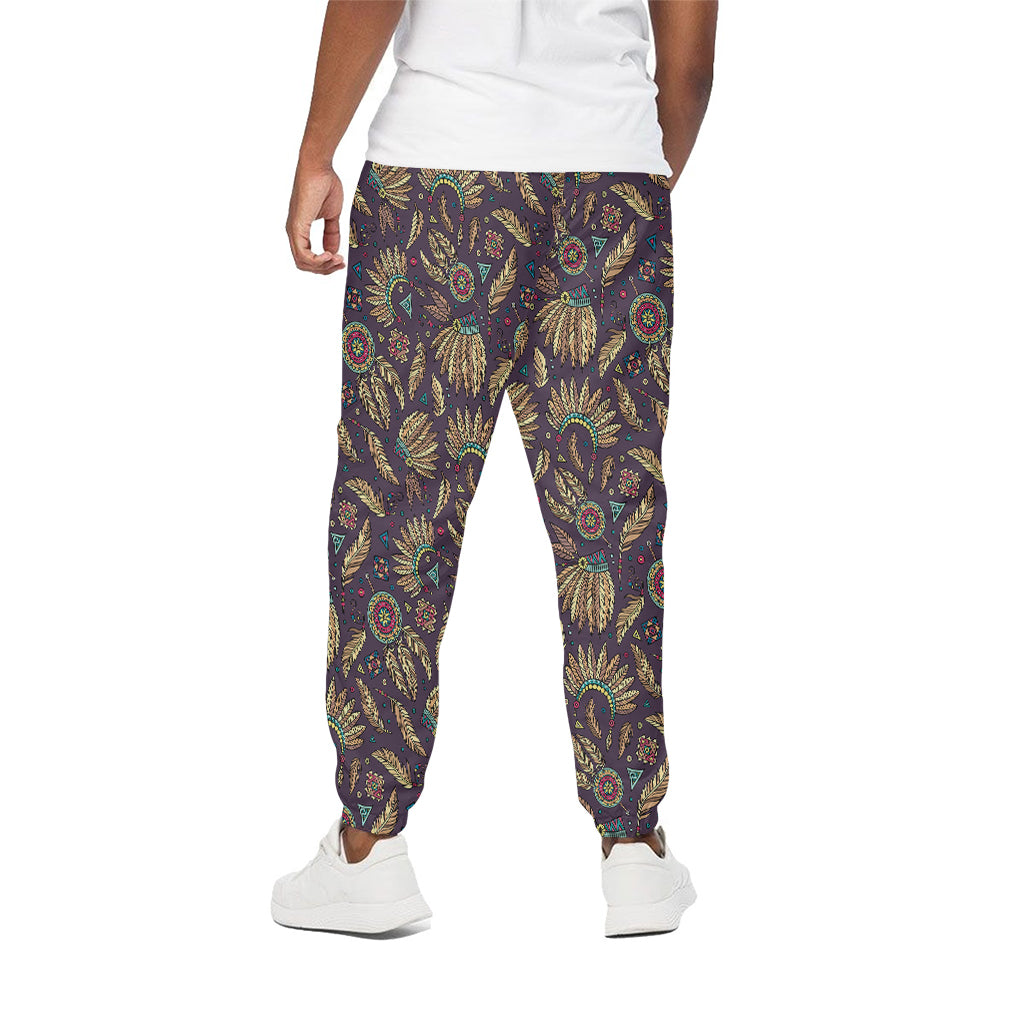 Tribal Native Indian Pattern Print Cotton Pants
