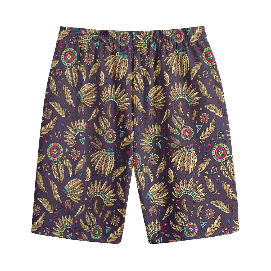 Tribal Native Indian Pattern Print Cotton Shorts