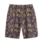 Tribal Native Indian Pattern Print Cotton Shorts