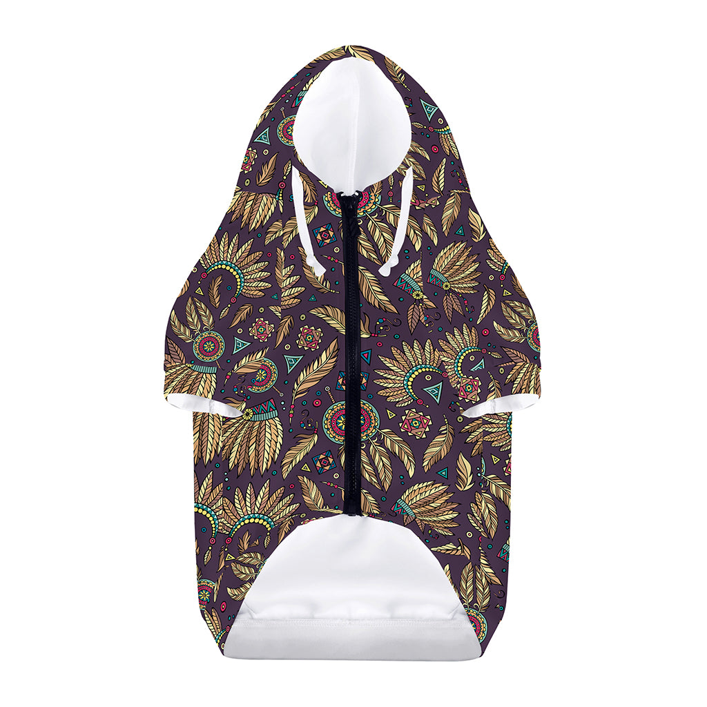 Tribal Native Indian Pattern Print Dog Zip Up Hoodie