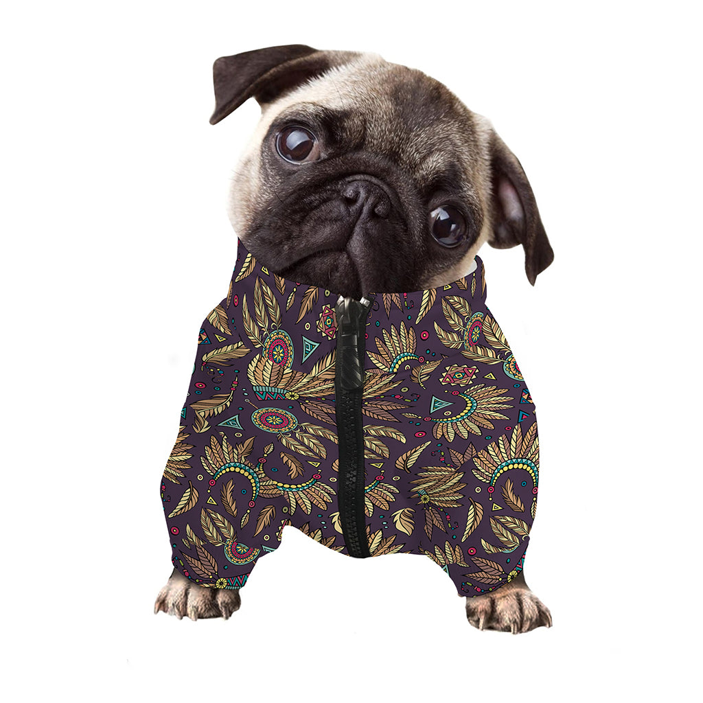 Tribal Native Indian Pattern Print Dog Zip Up Jacket