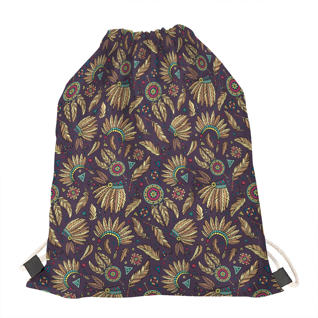Tribal Native Indian Pattern Print Drawstring Bag