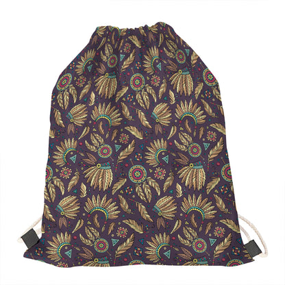 Tribal Native Indian Pattern Print Drawstring Bag