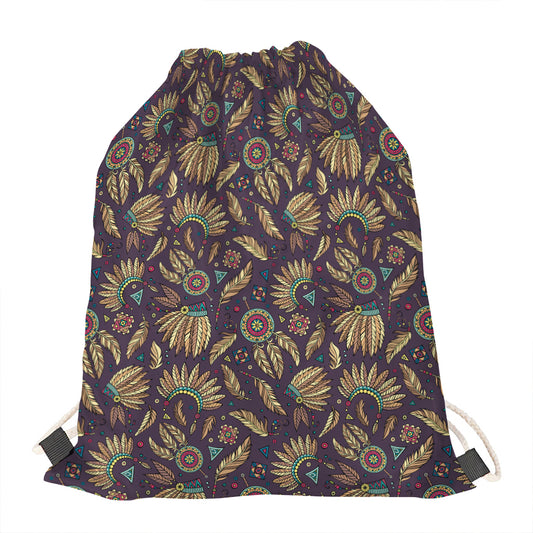 Tribal Native Indian Pattern Print Drawstring Bag