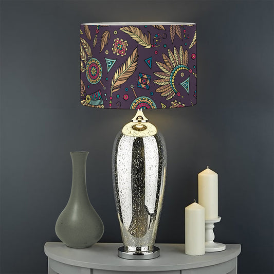 Tribal Native Indian Pattern Print Drum Lamp Shade