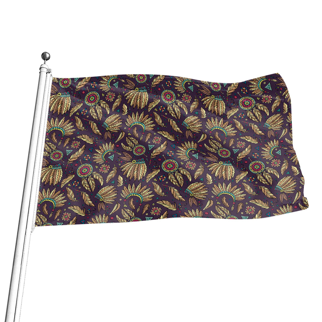 Tribal Native Indian Pattern Print Flag
