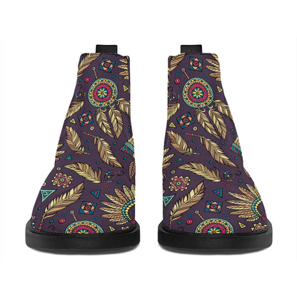 Tribal Native Indian Pattern Print Flat Ankle Boots
