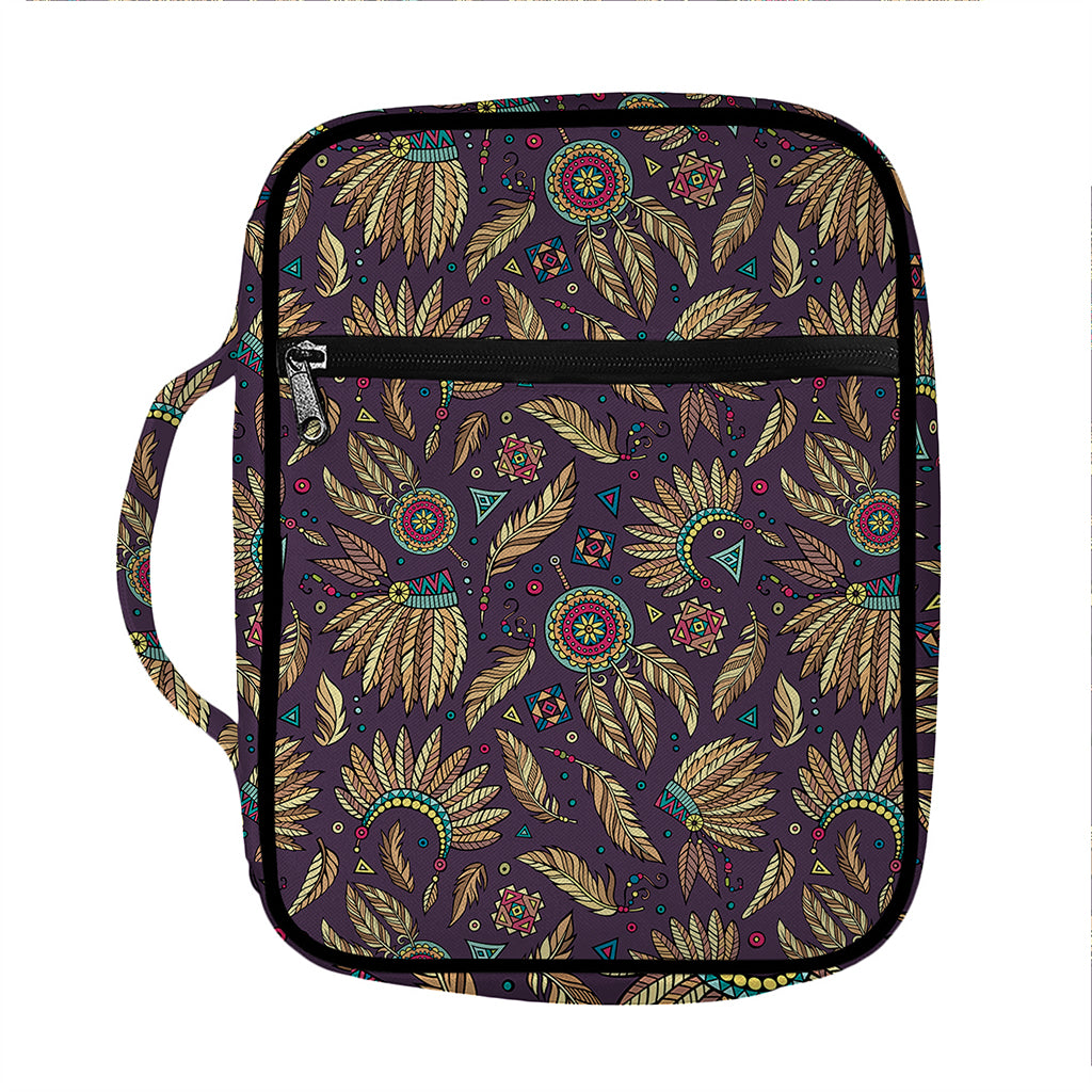 Tribal Native Indian Pattern Print Front Pocket Bible Bag