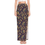 Tribal Native Indian Pattern Print High Slit Maxi Skirt