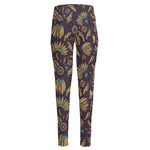 Tribal Native Indian Pattern Print High-Waisted Pocket Leggings