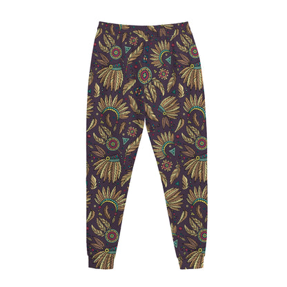Tribal Native Indian Pattern Print Jogger Pants