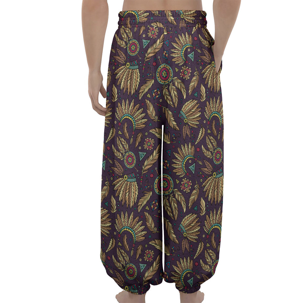 Tribal Native Indian Pattern Print Lantern Pants