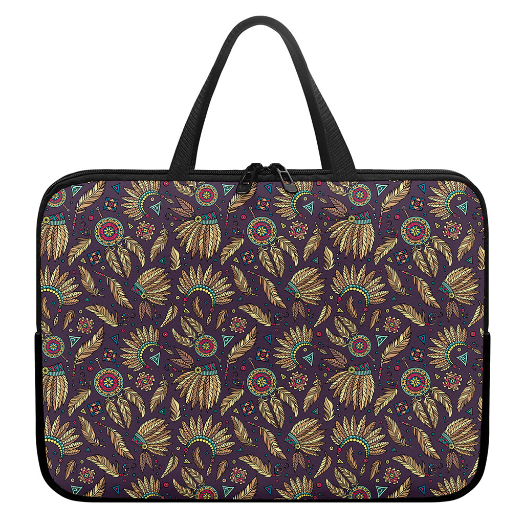 Tribal Native Indian Pattern Print Laptop Sleeve With Handle