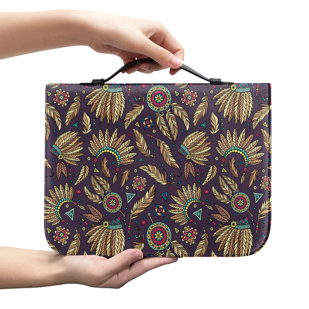 Tribal Native Indian Pattern Print Leather Bible Cover