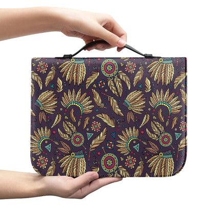 Tribal Native Indian Pattern Print Leather Bible Cover