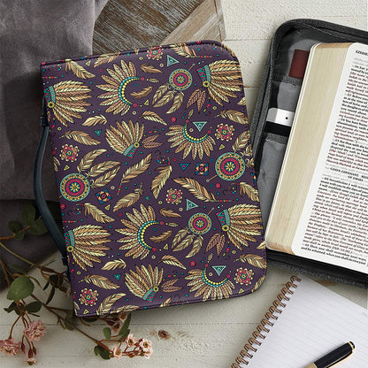 Tribal Native Indian Pattern Print Leather Bible Cover