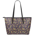 Tribal Native Indian Pattern Print Leather Tote Bag With Zipper