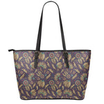 Tribal Native Indian Pattern Print Leather Tote Bag