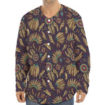 Tribal Native Indian Pattern Print Long Sleeve Baseball Jersey