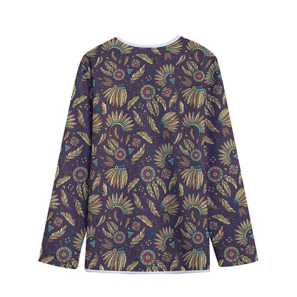Tribal Native Indian Pattern Print Long Sleeve Short Coat
