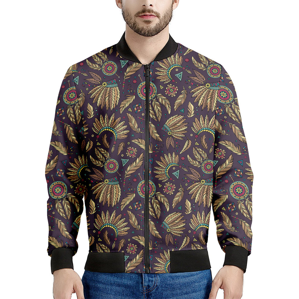 Tribal Native Indian Pattern Print Men's Bomber Jacket