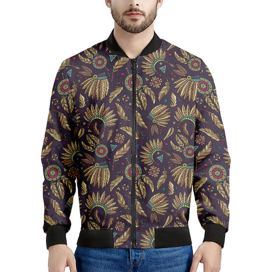 Tribal Native Indian Pattern Print Men's Bomber Jacket