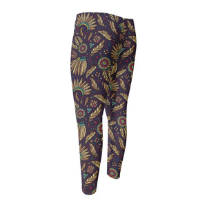 Tribal Native Indian Pattern Print Men's Compression Pants