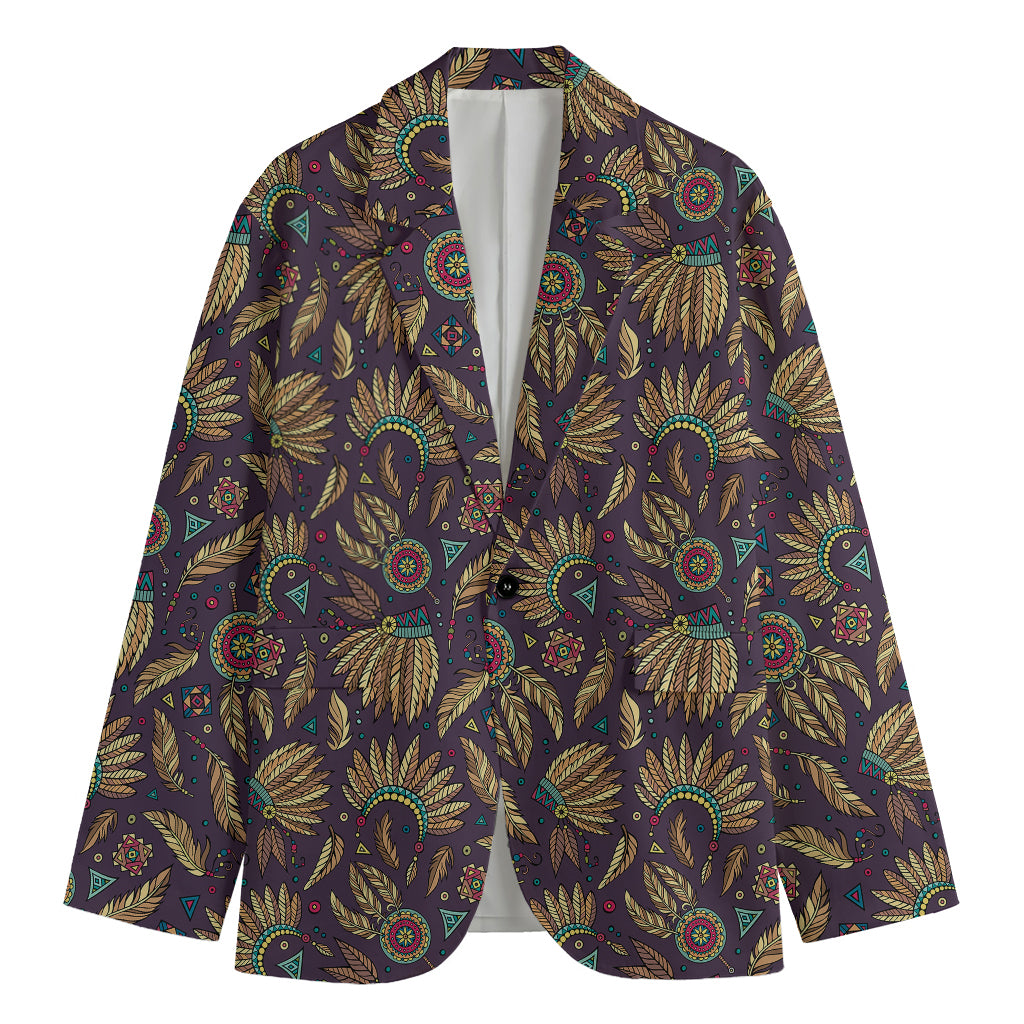 Tribal Native Indian Pattern Print Men's Cotton Blazer
