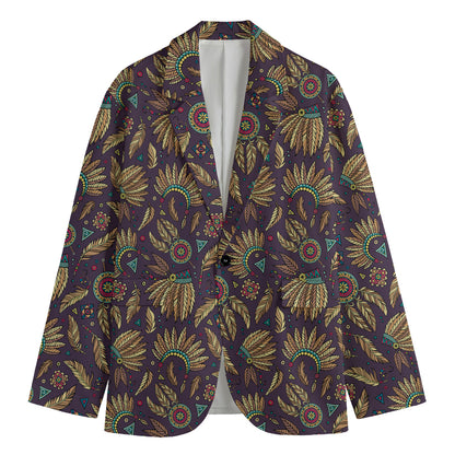 Tribal Native Indian Pattern Print Men's Cotton Blazer