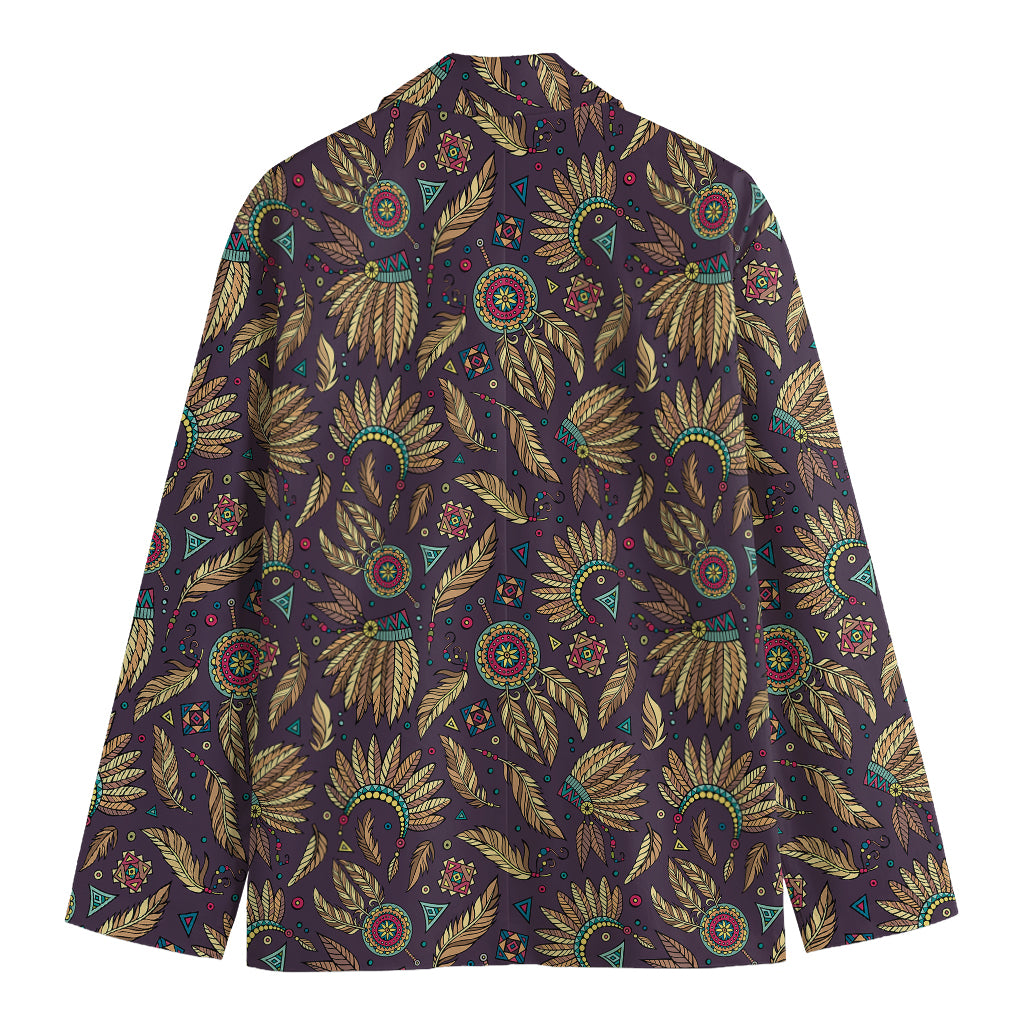 Tribal Native Indian Pattern Print Men's Cotton Blazer
