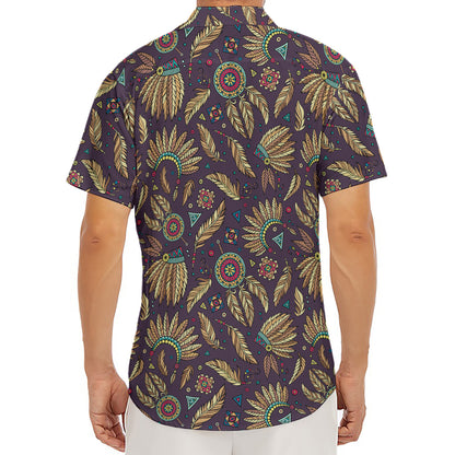Tribal Native Indian Pattern Print Men's Deep V-Neck Shirt