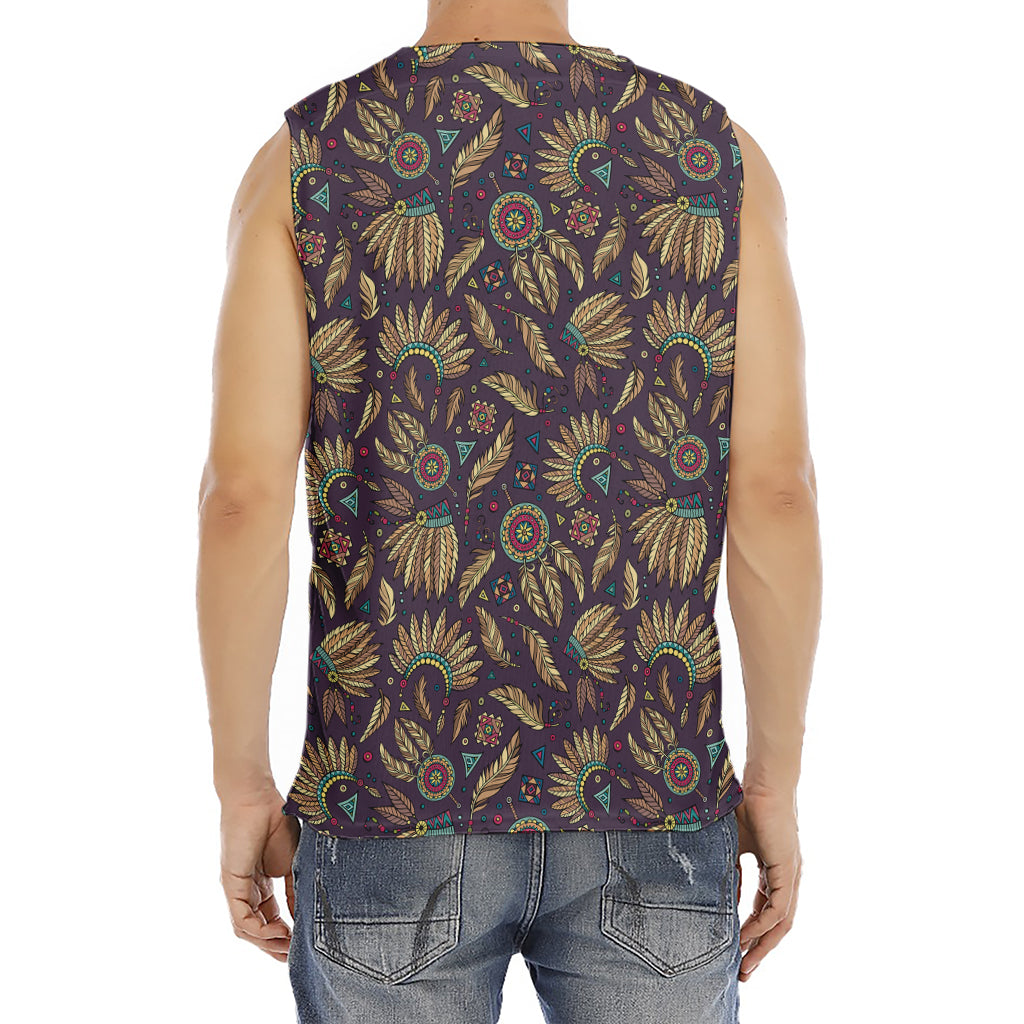 Tribal Native Indian Pattern Print Men's Fitness Tank Top