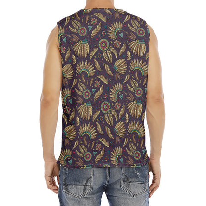 Tribal Native Indian Pattern Print Men's Fitness Tank Top