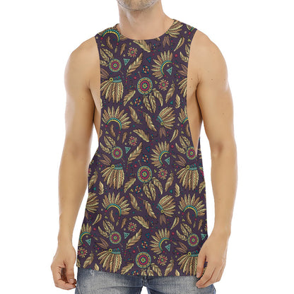 Tribal Native Indian Pattern Print Men's Muscle Tank Top